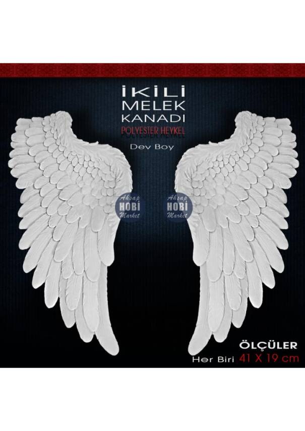 2'li Melek Kanatları Büyük (41x19 cm) 2 Parça Ham Polyester - 1