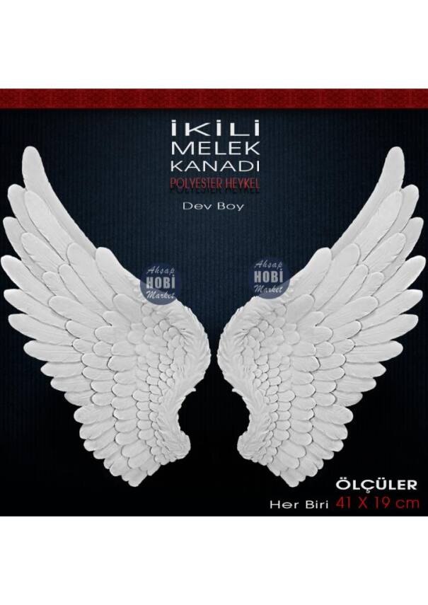2'li Melek Kanatları Büyük (41x19 cm) 2 Parça Ham Polyester - 2