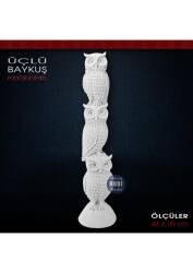 3'lü Baykuş Biblo Heykeli (44x9 cm) Ham Polyester - Tual Hobi Sanat