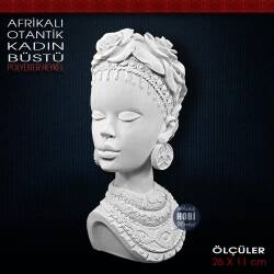 Afrikalı Çiçekli Etnik Kadın Heykeli (26x11 cm) Ham Polyester - Tual Hobi Sanat (1)