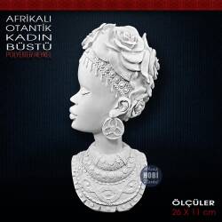 Afrikalı Çiçekli Etnik Kadın Heykeli (26x11 cm) Ham Polyester - Tual Hobi Sanat