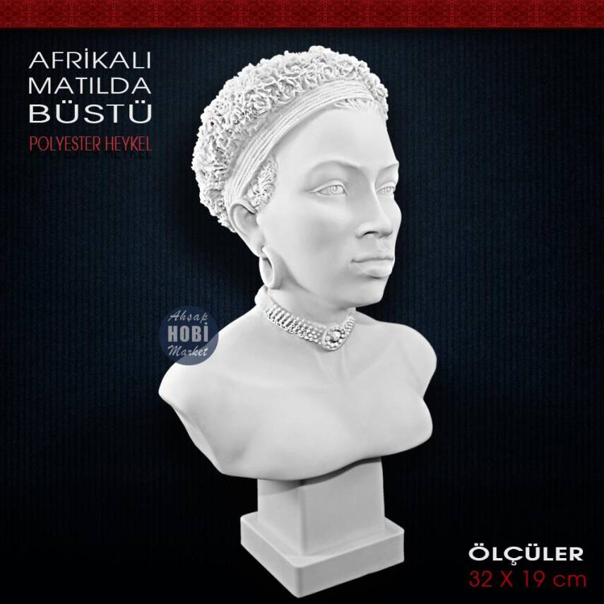 Afrikalı Matilda Büstü Heykeli (32x19 cm) Ham Polyester - 1