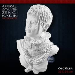 Afrikalı Otantik Zenci Kadın Büstü (35x24 cm) Ham Polyester - Tual Hobi Sanat (1)