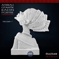 Afrikalı Otantik Zenci Kız Heykeli Model 1 (28x24 cm) Ham Polyester - Tual Hobi Sanat (1)