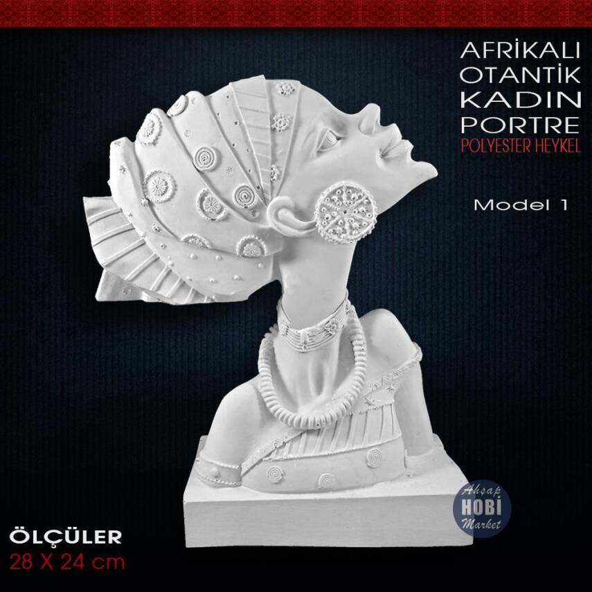 Afrikalı Otantik Zenci Kız Heykeli Model 1 (28x24 cm) Ham Polyester - 1