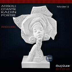 Afrikalı Otantik Zenci Kız Heykeli Model 2 (33x23 cm) Ham Polyester - Tual Hobi Sanat