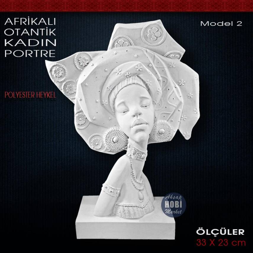 Afrikalı Otantik Zenci Kız Heykeli Model 2 (33x23 cm) Ham Polyester - 1