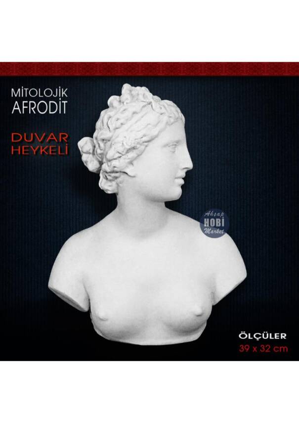 Afrodit Venüs Büstü Antik Duvar Heykeli (39x32 cm) Ham Polyester - 1