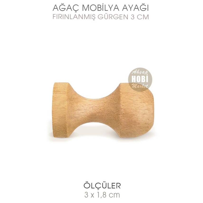 Ağaç Torna Kutu Sunumluk Ayağı Küçük (3x1,8 cm) Ham Doğal Ahşap - 2
