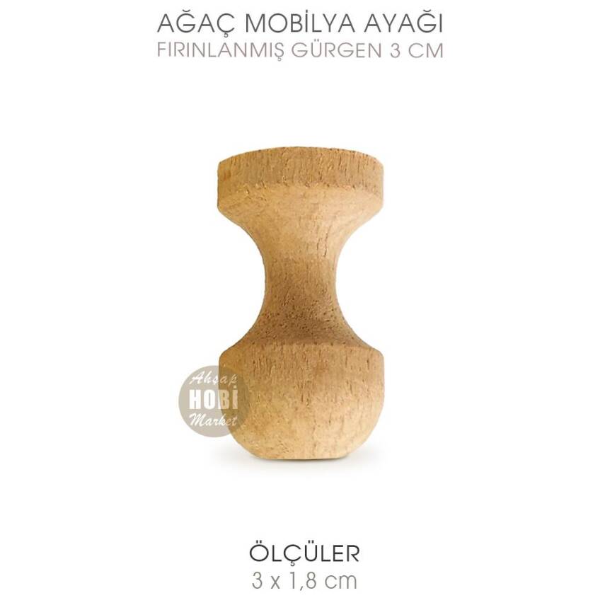 Ağaç Torna Kutu Sunumluk Ayağı Küçük (3x1,8 cm) Ham Doğal Ahşap - 1