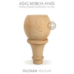 Ağaç Torna Mobilya Ayağı (10x5 cm) Doğal Ahşap - Tual Hobi Craft İst