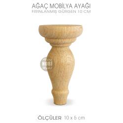 Ağaç Torna Mobilya Ayağı (10x5 cm) Doğal Ahşap - Tual Hobi Craft İst