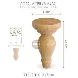 Ağaç Torna Mobilya Ayağı (10x5 cm) Doğal Ahşap - Tual Hobi Craft İst (1)