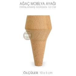 Ağaç Torna Mobilya Ayağı (10x5 cm) Doğal Ahşap - Tual Hobi Craft İst
