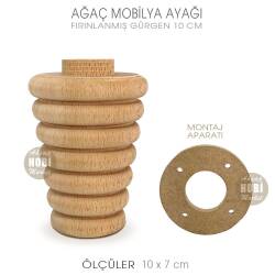 Ağaç Torna Mobilya Ayağı (10x7 cm) Doğal Ahşap - Tual Hobi Craft İst