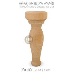 Ağaç Torna Mobilya Ayağı (13x5 cm) Doğal Ahşap - Tual Hobi Craft İst