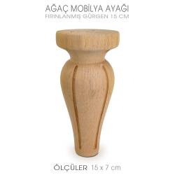 Ağaç Torna Mobilya Ayağı (15x7 cm) Doğal Ahşap - Tual Hobi Craft İst