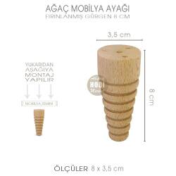 Ağaç Torna Mobilya ve Sunumluk Ayağı (8x3,5 cm) Doğal Ahşap - Tual Hobi Craft İst (1)