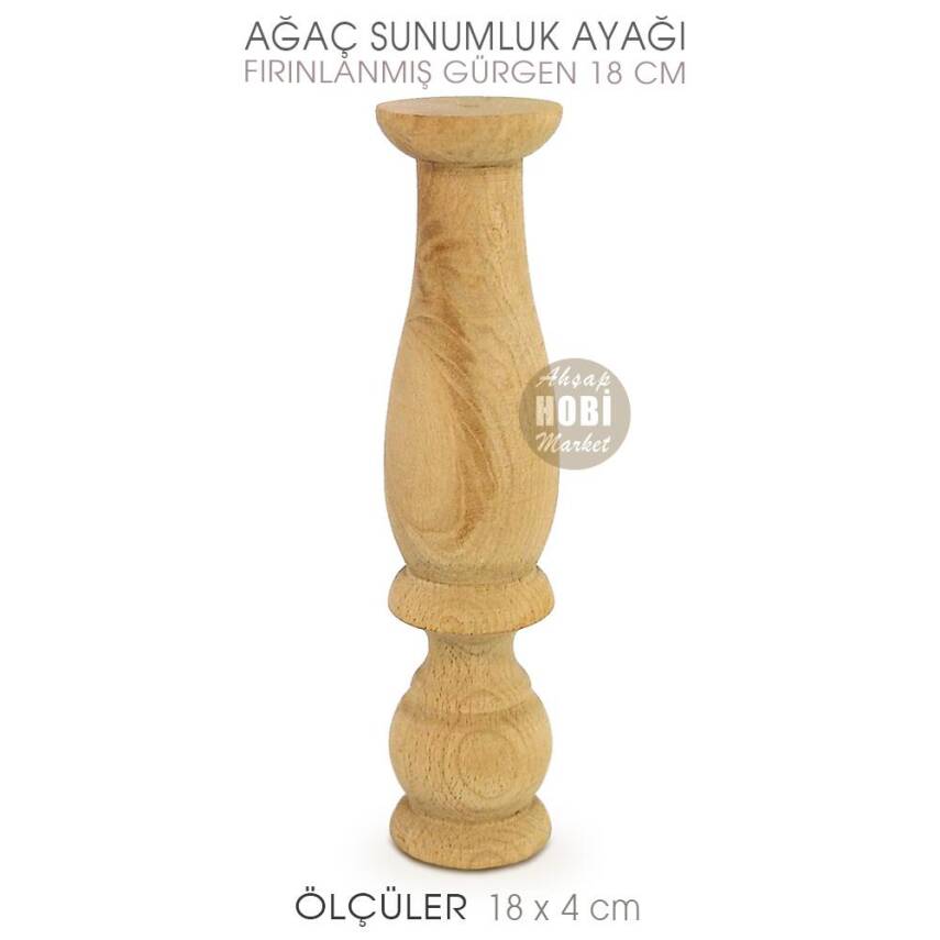 Ağaç Torna Sunumluk Ayağı Büyük (18x4 cm) Ham Doğal Ahşap - 1