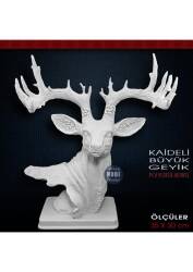 Kaideli Büyük Geyik Heykeli (35x30 cm) Ham Polyester - Tual Hobi Sanat