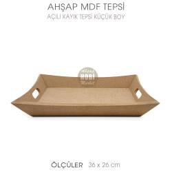 Ahşap Açılı Kayık Tepsi Küçük Boy (36x26 cm) Ham - Tual Hobi Sanat (1)