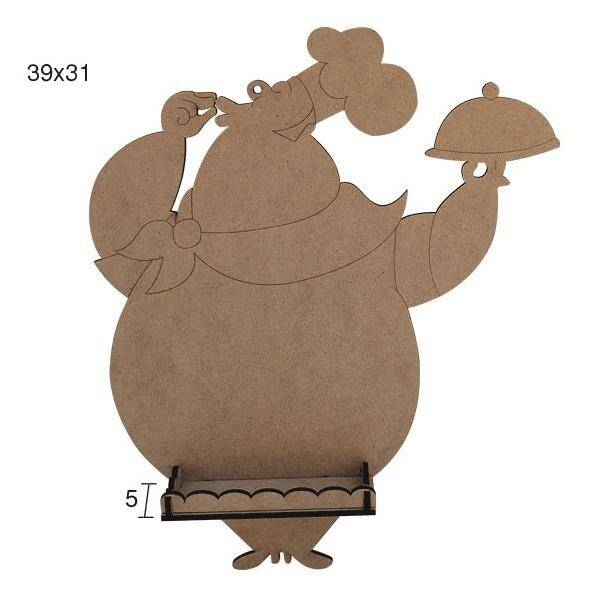 Ahşap Ahçıbaşı Kara Tahta Pano (39x31 cm) Tebeşir Raflı - 1