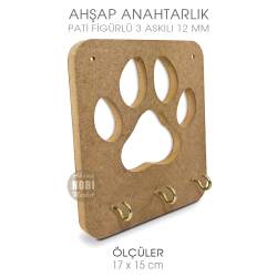 Ahşap Anahtarlık Pati Figürlü (17x15 cm) Kalın Ham - Tual Hobi Sanat (1)