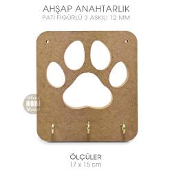 Ahşap Anahtarlık Pati Figürlü (17x15 cm) Kalın Ham - Tual Hobi Sanat