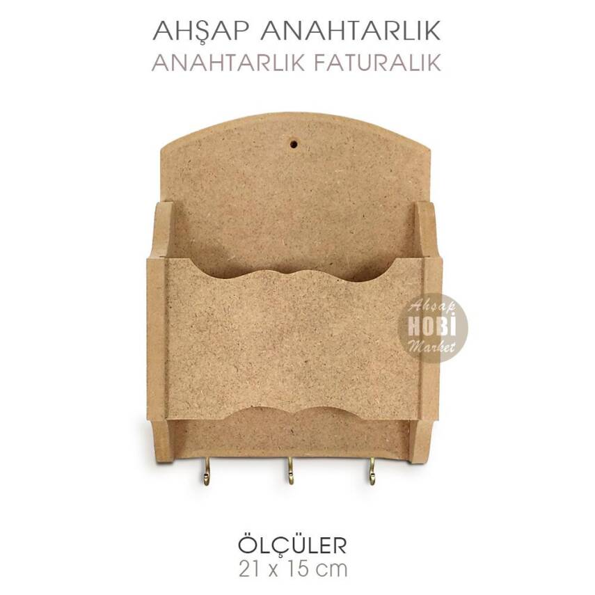 Ahşap Anahtarlık ve Faturalık (21x15 cm) - 1