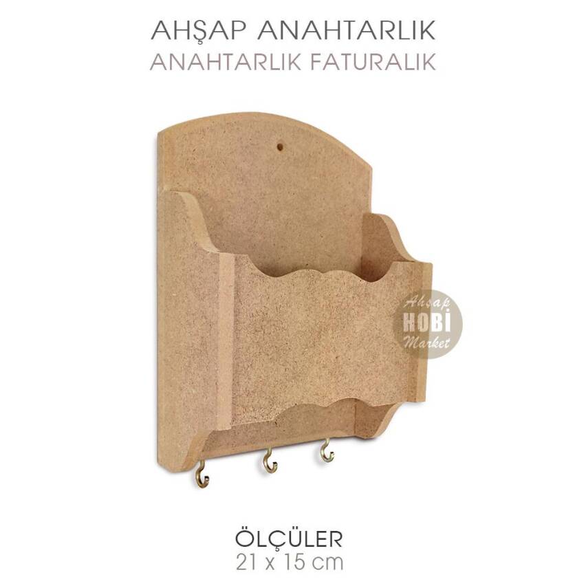 Ahşap Anahtarlık ve Faturalık (21x15 cm) - 3