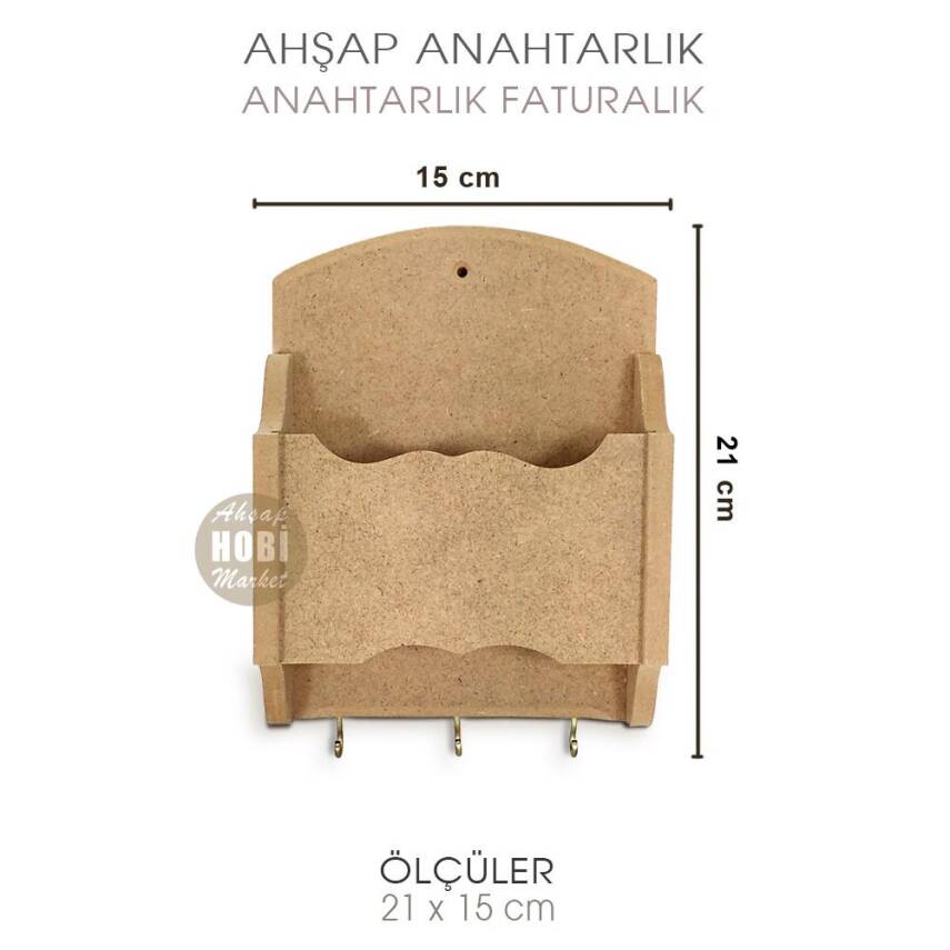 Ahşap Anahtarlık ve Faturalık (21x15 cm) - 2