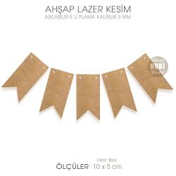 Ahşap Asılabilir 5'li Flama Lazer Kesim - Tual Hobi Craft İst