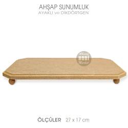 Ahşap Ayaklı Dikdörtgen Sunumluk (27x17 cm) - Tual Hobi Craft İst