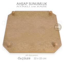 Ahşap Ayaklı Kare Sunumluk (22x22 cm) - Tual Hobi Craft İst (1)