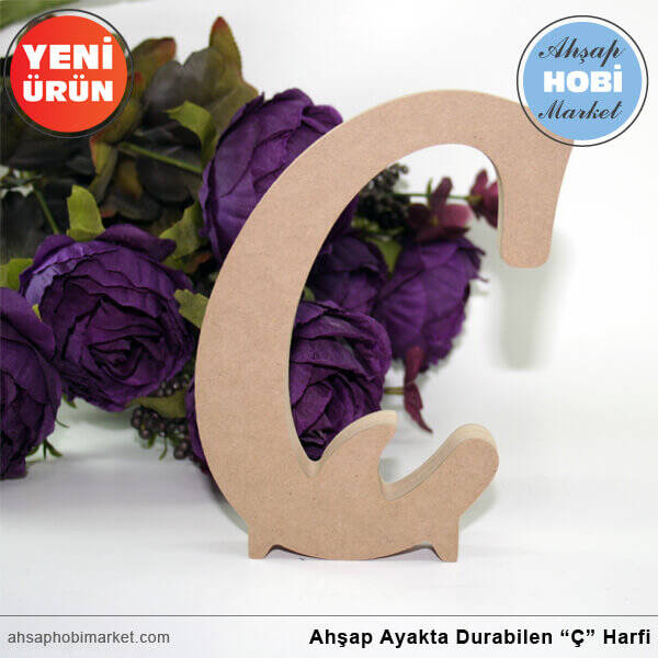 Ahşap Ayakta Durabilen Ç Harfi - 15 cm - 1