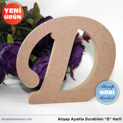 Ahşap Ayakta Durabilen D Harfi - 15 cm - Tual Hobi Sanat