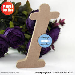 Ahşap Ayakta Durabilen İ Harfi - 15 cm - Tual Hobi Sanat
