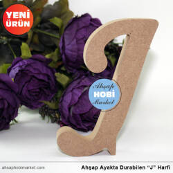 Ahşap Ayakta Durabilen J Harfi - 15 cm - Tual Hobi Sanat