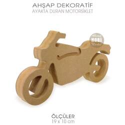 Ahşap Ayakta Durabilen Motorsiklet (19x10 cm) Ham - Tual Hobi Sanat (1)