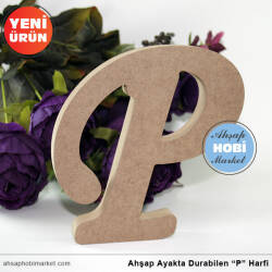 Ahşap Ayakta Durabilen P Harfi - 15 cm - Tual Hobi Sanat