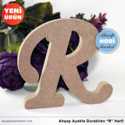 Ahşap Ayakta Durabilen R Harfi - 15 cm - Tual Hobi Sanat