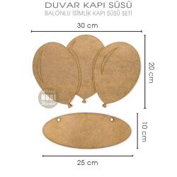Ahşap Balonlu Oğlumun Kızımın Odası Kapı Süsü (2 Parça) - Tual Hobi Sanat (1)