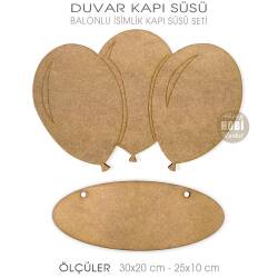 Ahşap Balonlu Oğlumun Kızımın Odası Kapı Süsü (2 Parça) - Tual Hobi Sanat