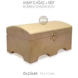 Ahşap Bombeli Lüks Sandık Kutu (17x11cm) Metal Klipsli - Tual Hobi Sanat