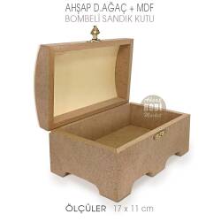 Ahşap Bombeli Lüks Sandık Kutu (17x11cm) Metal Klipsli - Tual Hobi Sanat (1)