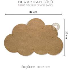 Ahşap Bulutlu İsimlik Duvar Kapı Süsü Seti (2 Parça) - Tual Hobi Sanat (1)