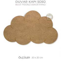 Ahşap Bulutlu İsimlik Duvar Kapı Süsü Seti (2 Parça) - 3