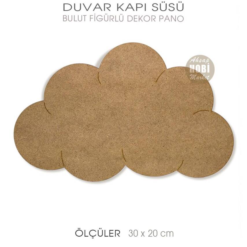 Ahşap Bulutlu İsimlik Duvar Kapı Süsü Seti (2 Parça) - 3