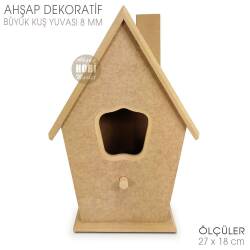 Ahşap Büyük Kuş Yuvası (27x18 cm) Ham Boyanabilir - Tual Hobi Craft İst