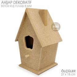 Ahşap Büyük Kuş Yuvası (27x18 cm) Ham Boyanabilir - Tual Hobi Craft İst (1)